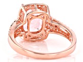 Pre-Owned Morganite Simulant, Brown, And White Cubic Zirconia 18K Rose Gold Over Sterling Silver Rin