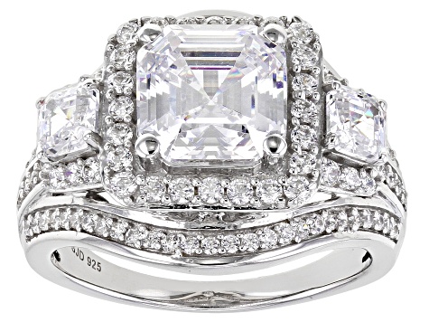 Pre-Owned White Cubic Zirconia Platinum Over Sterling Silver Ring 6.52ctw