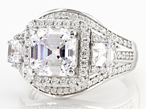 Pre-Owned White Cubic Zirconia Platinum Over Sterling Silver Ring 6.52ctw