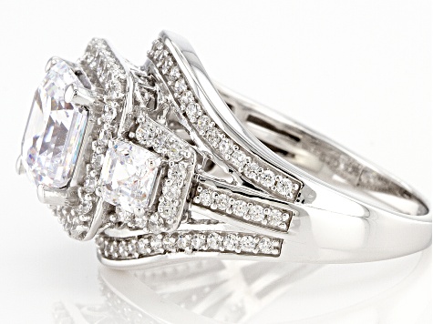 Pre-Owned White Cubic Zirconia Platinum Over Sterling Silver Ring 6.52ctw