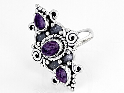 Pre-Owned Purple Charoite Sterling Silver Ring