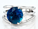 Pre-Owned Blue Topaz Rhodium Over Sterling Silver Ring. 3.70ct