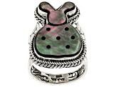 Pre-Owned Carved Mother-of-Pearl Silver Ladybug Ring