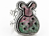 Pre-Owned Carved Mother-of-Pearl Silver Ladybug Ring