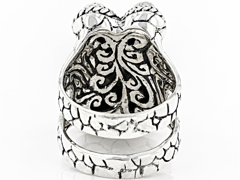 Pre-Owned Carved Mother-of-Pearl Silver Ladybug Ring
