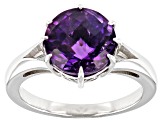 Pre-Owned Purple African Amethyst Rhodium Over Sterling Silver Solitaire Ring 3.08ct