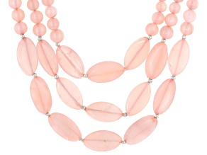 Pre-Owned Pink Opal Rhodium Over Sterling Silver Necklace