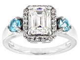 Pre-Owned Strontium Titanate with blue and white zircon rhodium over sterling silver ring 3