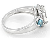 Pre-Owned Strontium Titanate with blue and white zircon rhodium over sterling silver ring 3