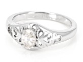 Pre-Owned strontium titanate rhodium over sterling silver solitaire ring .50ct