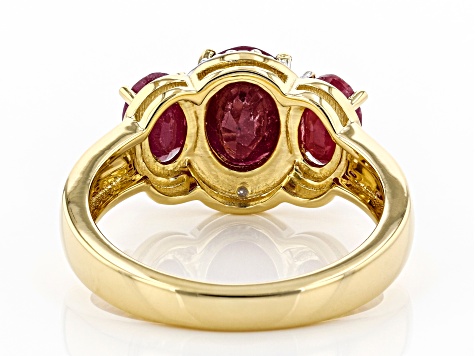 Pre-Owned Red Ruby 18K Yellow Gold Over Sterling Silver Ring 2.26ctw
