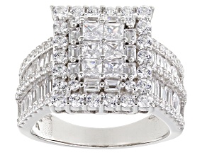 Pre-Owned White Cubic Zirconia Platinum Over Sterling Silver Ring 3.94ctw
