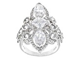 Pre-Owned White Cubic Zirconia Rhodium Over Sterling Silver Ring 8.19ctw