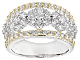 Pre-Owned White Cubic Zirconia Rhodium Over Silver And 18k Yellow Gold Over Silver Ring 4.08ctw