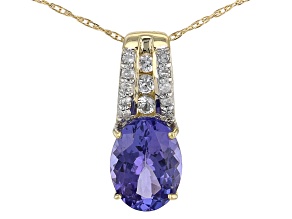 Pre-Owned Blue Tanzanite 10k Yellow Gold Pendant With Chain 1.54ctw