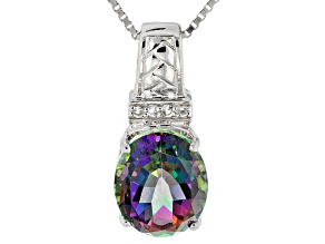 Pre-Owned Multicolor Mystic Topaz® Sterling Silver Pendant With Chain 3.88ctw