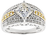 Pre-Owned Moissanite Platineve And 14k Yellow Gold Over Platineve Ring 2.22ctw DEW.
