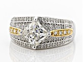 Pre-Owned Moissanite Platineve And 14k Yellow Gold Over Platineve Ring 2.22ctw DEW.