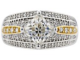 Pre-Owned Moissanite Platineve And 14k Yellow Gold Over Platineve Ring 2.22ctw DEW.