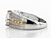 Pre-Owned Moissanite Platineve And 14k Yellow Gold Over Platineve Ring 2.22ctw DEW.