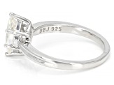 Pre-Owned strontium titanate rhodium over sterling silver ring solitaire ring 1.25ct