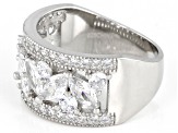 Pre-Owned White Cubic Zirconia Rhodium Over Sterling Silver Ring 3.73ctw