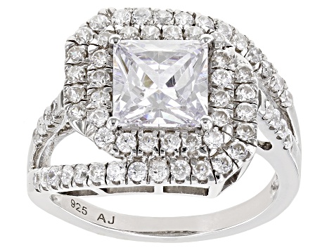 Pre-Owned White Cubic Zirconia Platinum Over Sterling Silver Ring 4.67ctw