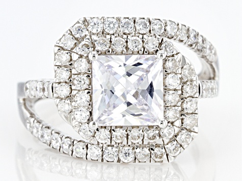 Pre-Owned White Cubic Zirconia Platinum Over Sterling Silver Ring 4.67ctw