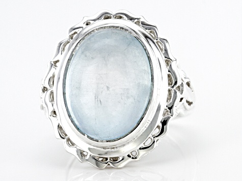 Pre-Owned Blue Aquamarine Sterling Silver Solitaire Ring