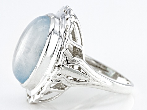 Pre-Owned Blue Aquamarine Sterling Silver Solitaire Ring