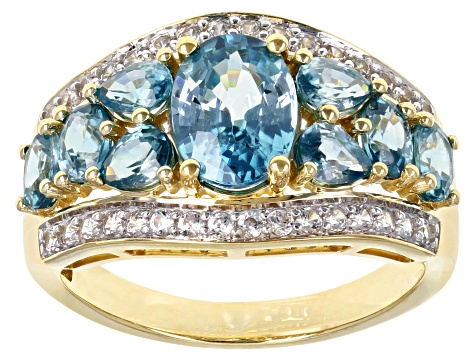 Pre-Owned Blue Zircon 14k Yellow Gold Ring 3.75