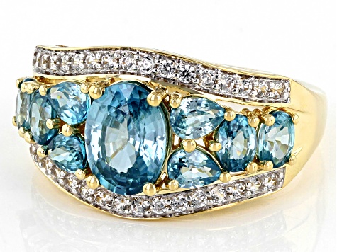 Pre-Owned Blue Zircon 14k Yellow Gold Ring 3.75
