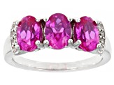 Pre-Owned Pink Lab Created Sapphire Rhodium Over Sterling Silver Ring 2.96ctw