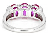 Pre-Owned Pink Lab Created Sapphire Rhodium Over Sterling Silver Ring 2.96ctw