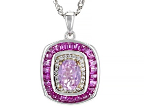 Pre-Owned Pink Kunzite Rhodium Over Sterling Silver Pendant With Chain 2.55ctw