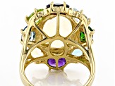 Pre-Owned Multicolor Ethiopian Opal  18k Yellow Gold Over Sterling Silver Ring 6.70ctw