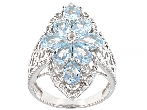 Pre-Owned Sky Blue Glacier Topaz Rhodium Over Sterling Silver Ring 3 ...