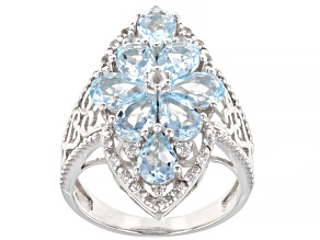 Pre-Owned Sky Blue Topaz Rhodium Over Sterling Silver Ring 3.72ctw