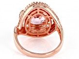 Pre-Owned Pink Morganite Simulant And White Cubic Zirconia 18K Rose Gold Over Sterling Silver Ring 4