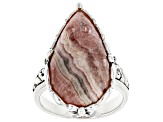 Pre-Owned Rhodochrosite Rhodium Over Silver Ring