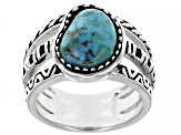 Pre-Owned Turquoise Rhodium Over Sterling Silver Ring