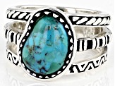 Pre-Owned Turquoise Rhodium Over Sterling Silver Ring