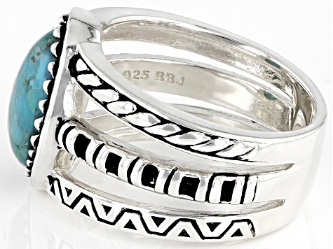 Pre-Owned Turquoise Rhodium Over Sterling Silver Ring