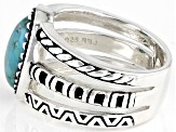 Pre-Owned Turquoise Rhodium Over Sterling Silver Ring
