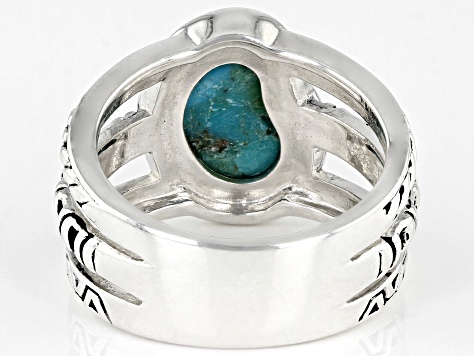Pre-Owned Turquoise Rhodium Over Sterling Silver Ring