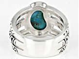 Pre-Owned Turquoise Rhodium Over Sterling Silver Ring