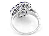 Pre-Owned Blue Tanzanite With White Zircon Rhodium Over Sterling Silver Ring 2.65ctw
