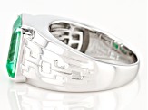 Pre-Owned Lab Created Green Spinel Rhodium Over Sterling Silver Mens Ring 4.46ct