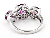 Pre-Owned Grape-Color Fluorite & White Zircon Rhodium Over Sterling Silver Ring 4.21ctw