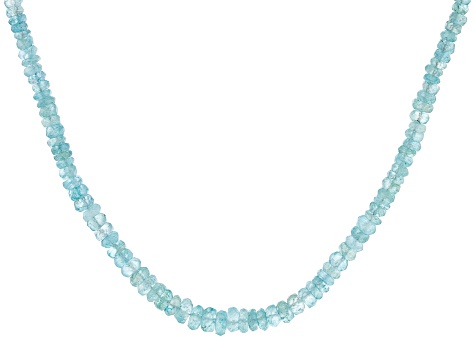 Pre-Owned Blue Aquamarine Rhodium Over Sterling Silver Graduated Beaded Necklace